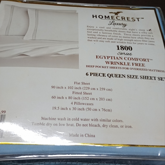 Homecrest Luxury queen Size 6 Piece Sheet - Picture 3 of 7